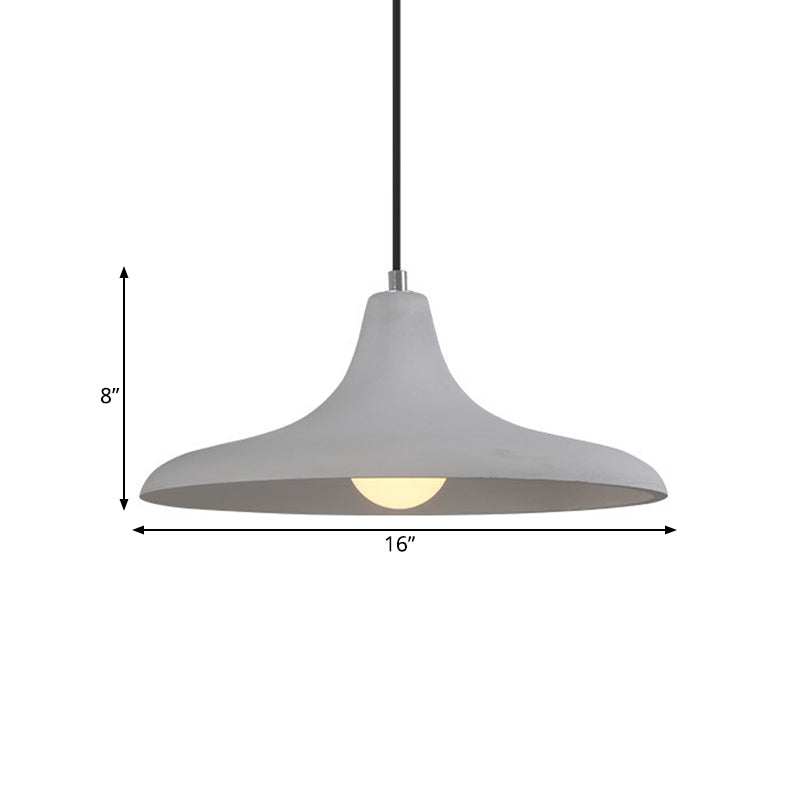 Flared Grey Cement Pendant Lamp With Antiqued Style - Hanging Ceiling Light