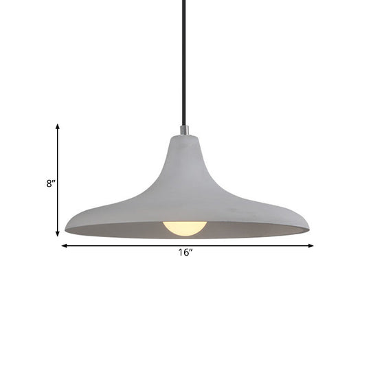 Flared Grey Cement Pendant Lamp With Antiqued Style - Hanging Ceiling Light