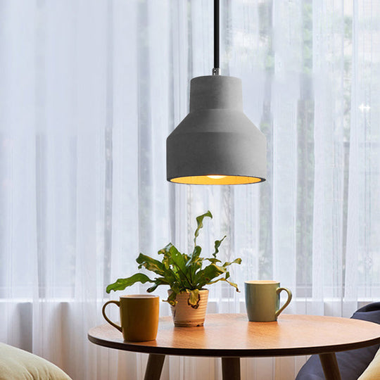 Vintage Cement Dome Ceiling Light in Grey - 1-Light Mini Pendant Lamp for Restaurants