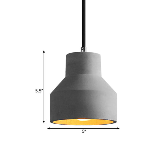 Vintage Cement Mini Pendant Light For Restaurants - Dome/Can/Barn Style With 1 5-8 Wide Grey