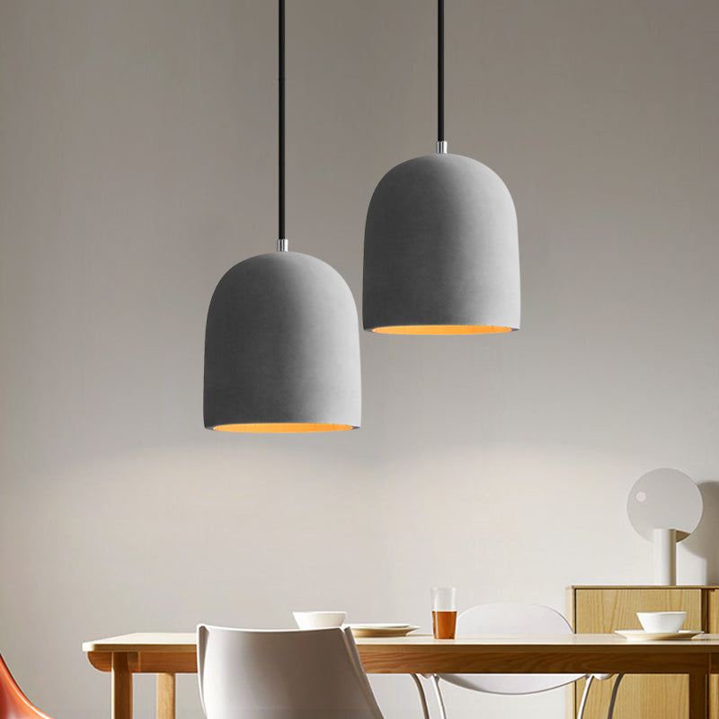 Vintage Cement Mini Pendant Light For Restaurants - Dome/Can/Barn Style With 1 5-8 Wide Grey