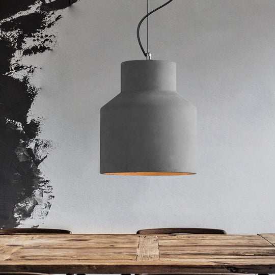 Vintage Cement Dome Ceiling Light in Grey - 1-Light Mini Pendant Lamp for Restaurants