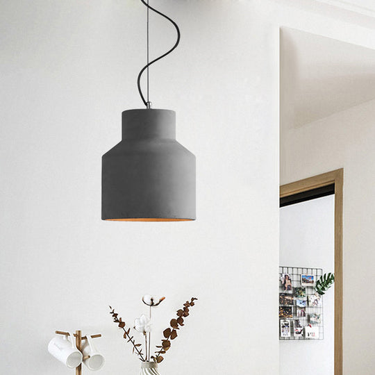 Vintage Cement Mini Pendant Light For Restaurants - Dome/Can/Barn Style With 1 5-8 Wide Grey