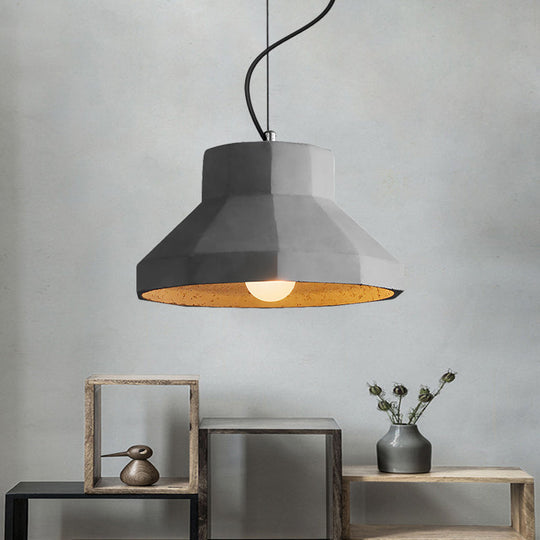 Vintage Cement Mini Pendant Light For Restaurants - Dome/Can/Barn Style With 1 5-8 Wide Grey / 9.5