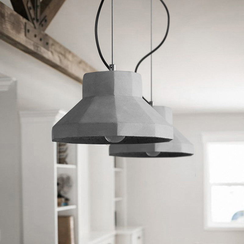 Vintage Cement Mini Pendant Light For Restaurants - Dome/Can/Barn Style With 1 5-8 Wide Grey