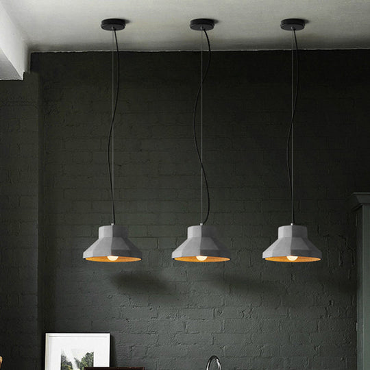 Vintage Cement Mini Pendant Light For Restaurants - Dome/Can/Barn Style With 1 5-8 Wide Grey