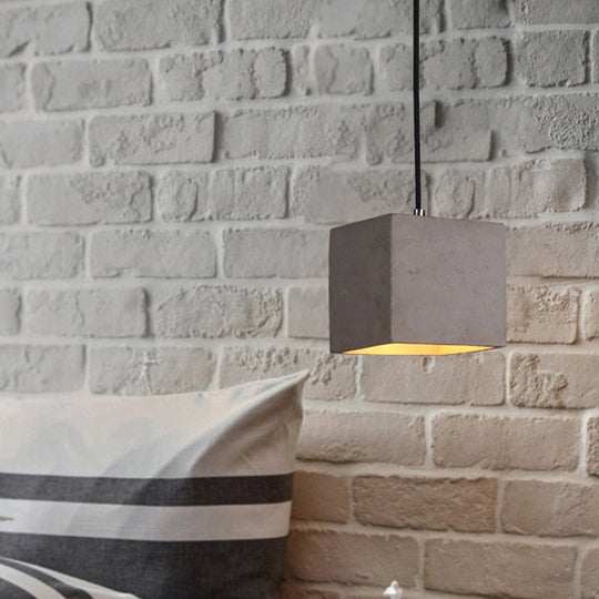 Antiqued Grey Cement Cube Pendant Light For Corridor