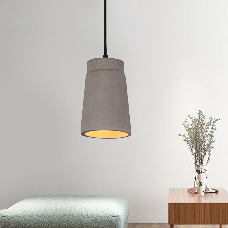 Industrial Grey Cement Pendant Lamp With 1 Bulb For Bedroom Ceiling