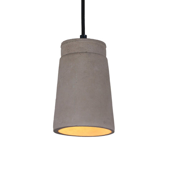 Industrial Cement Pendant Lamp for Bedroom - Grey Cylindrical Ceiling Light with 1 Bulb