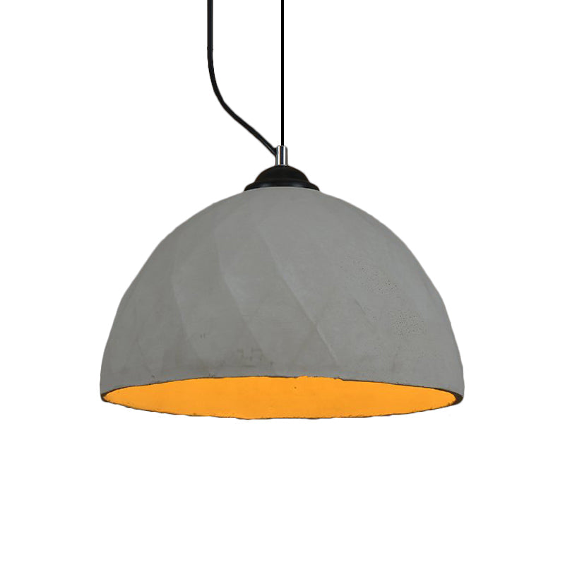 Vintage Grey Cement Mini Pendant Lamp - Dome/Oval Ceiling Light, 1-Light, 6"/10" Width