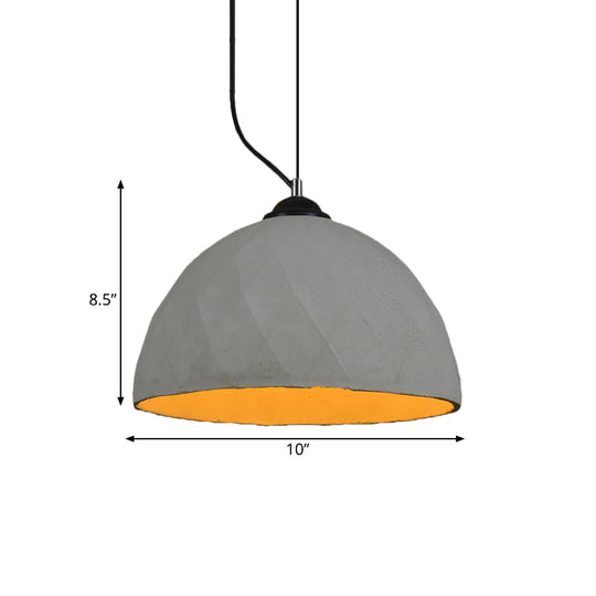 Vintage Grey Cement Mini Pendant Lamp - Dome/Oval Ceiling Light, 1-Light, 6"/10" Width