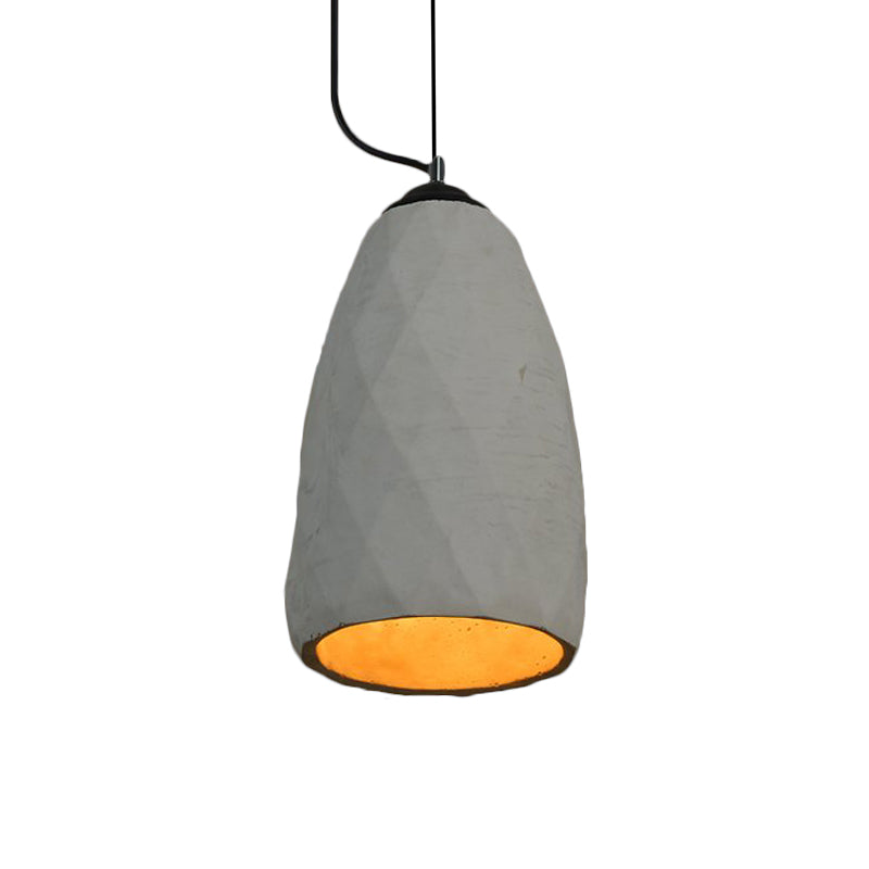 Vintage Grey Cement Mini Pendant Lamp - Dome/Oval Ceiling Light, 1-Light, 6"/10" Width