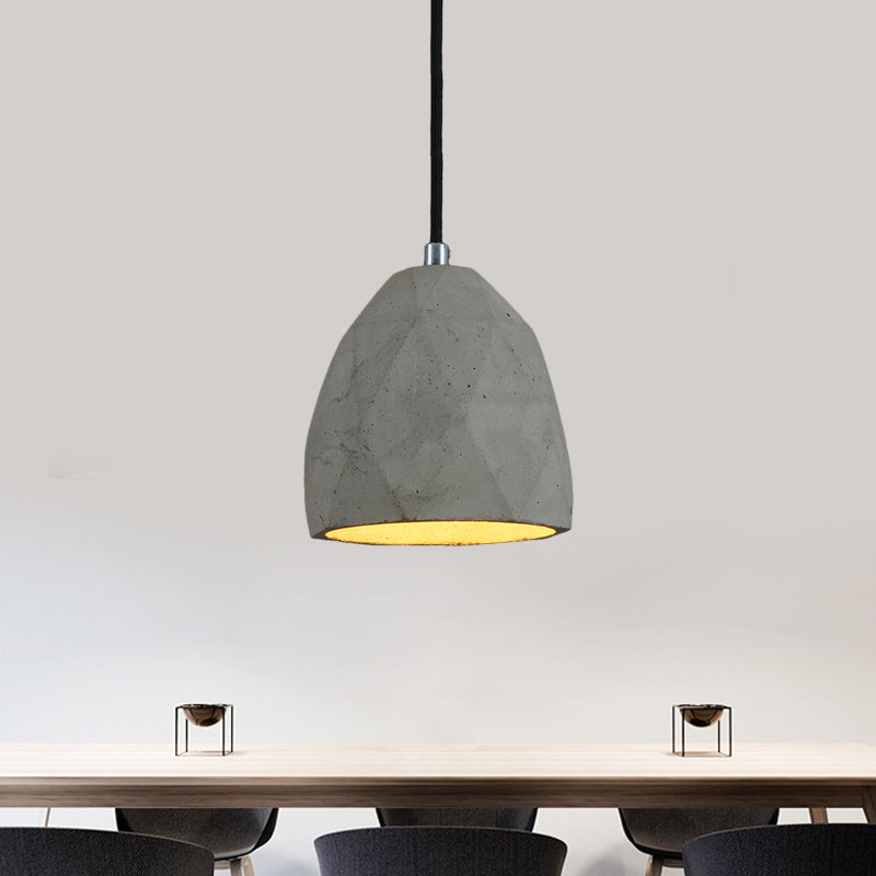 1-Bulb Industrial-Style Grey Cement Pendant Lighting: Restaurant Hanging Lamp Kit