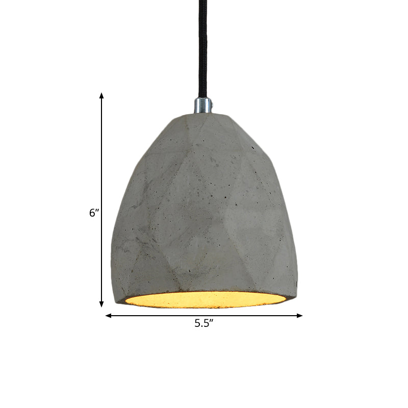 1-Bulb Industrial-Style Grey Cement Pendant Lighting: Restaurant Hanging Lamp Kit