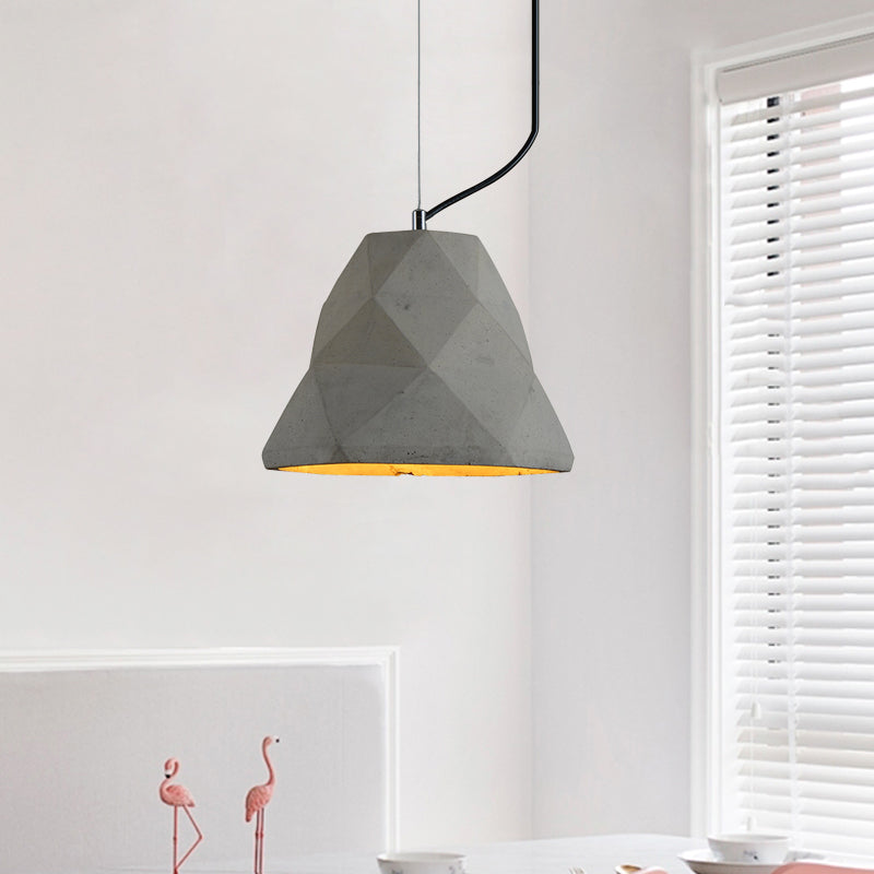 Geometry Cement Grey Pendant Light With 1 For Restaurant Ceiling - 7/10 W / 10