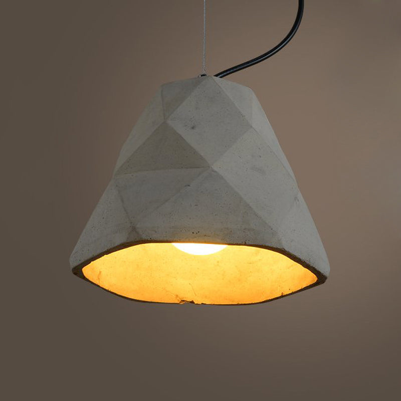 Geometry Cement Grey Pendant Light With 1 For Restaurant Ceiling - 7/10 W