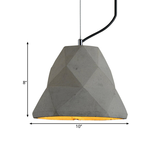 Antiqued Mini Pendant Light with Cement Shade - Grey, 7"/10" W, Perfect for Restaurants