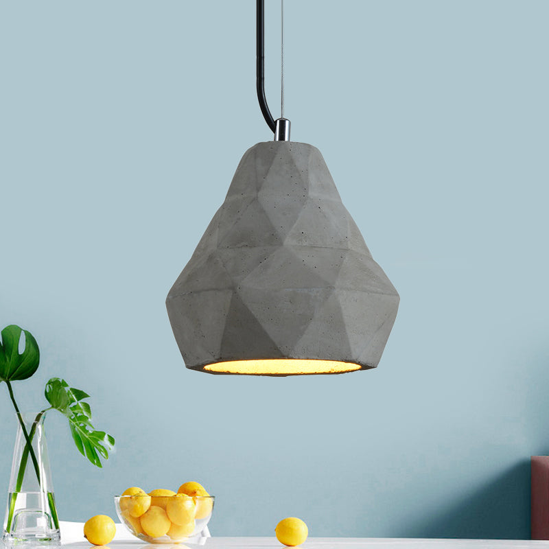 Geometry Cement Grey Pendant Light With 1 For Restaurant Ceiling - 7/10 W / 7