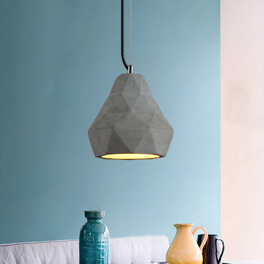 Geometry Cement Grey Pendant Light With 1 For Restaurant Ceiling - 7/10 W