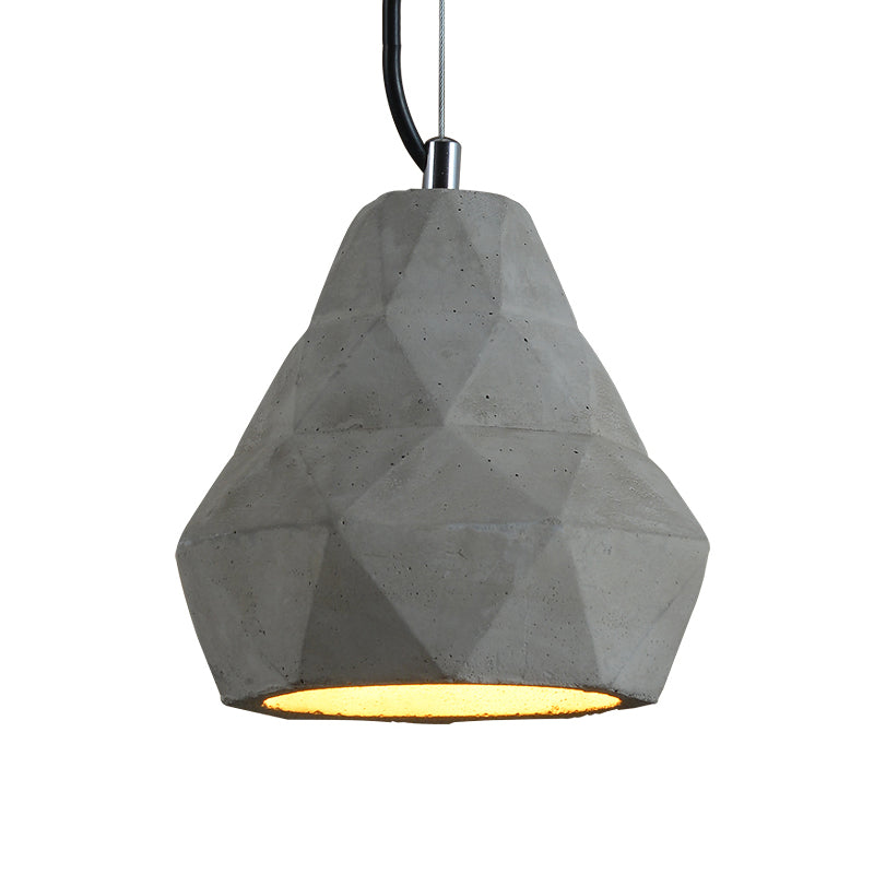 Geometry Cement Grey Pendant Light With 1 For Restaurant Ceiling - 7/10 W