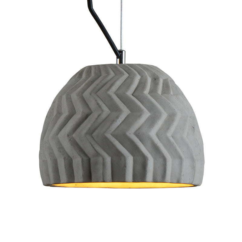 Vintage Cement Hanging Lamp - Grey Dome Ceiling Light 1 Head Ideal For Coffee Houses 6/10 Wide