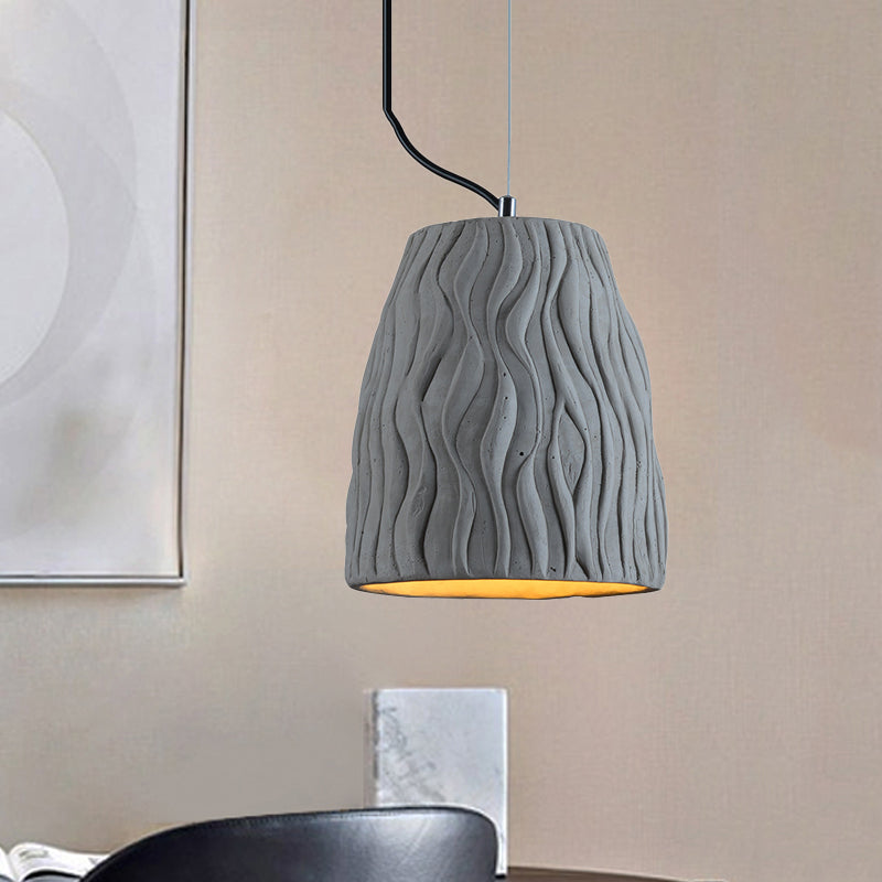 Vintage Cement Hanging Lamp - Grey Dome Ceiling Light 1 Head Ideal For Coffee Houses 6/10 Wide / 10