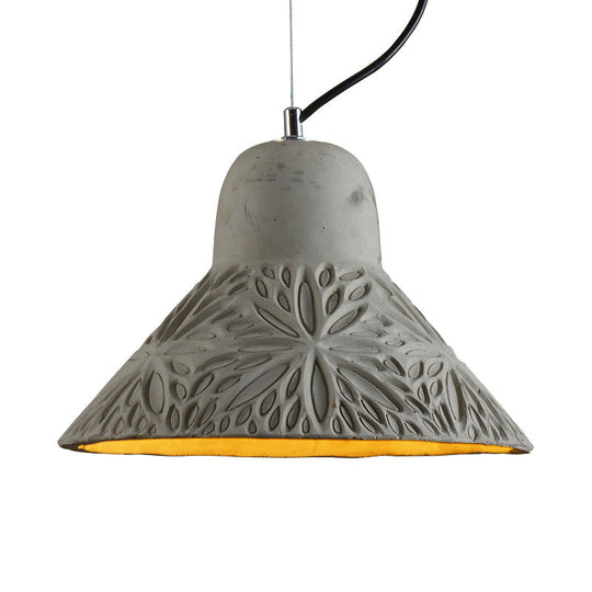 Cement Hanging Light Pendant in Grey - 1 Bulb, 8"/12" Width - Ideal for Restaurants