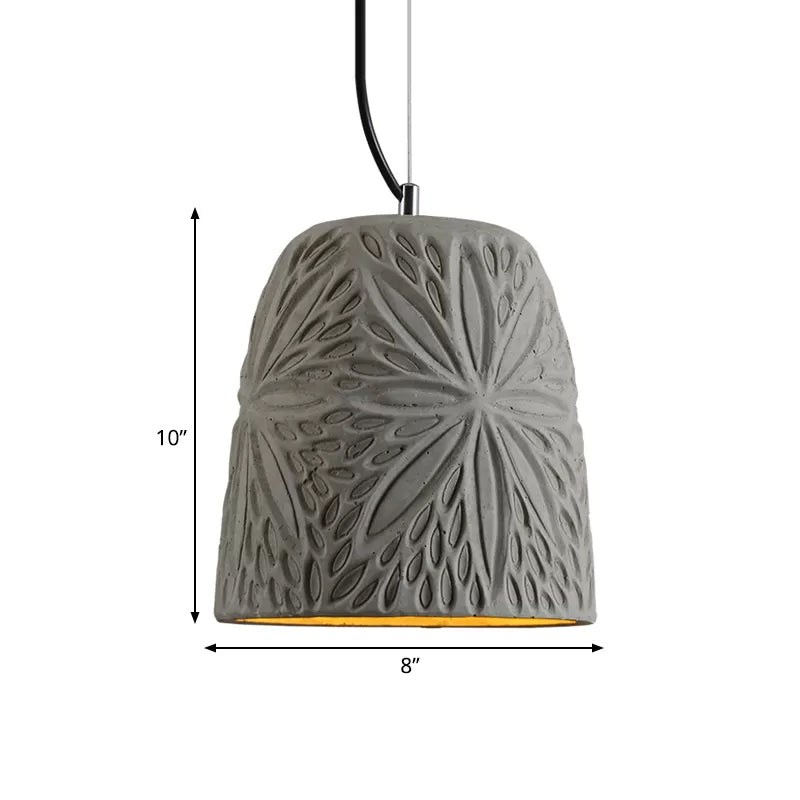 Cement Hanging Light Pendant in Grey - 1 Bulb, 8"/12" Width - Ideal for Restaurants