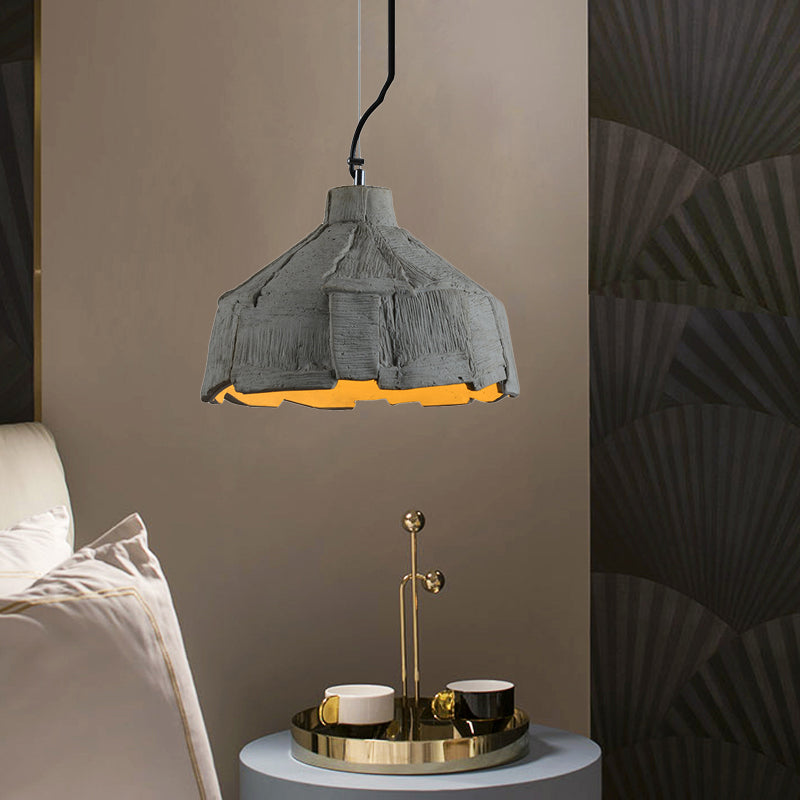 Industrial-Style Hanging Pendant Lamp - Cement Ceiling Light Grey (6/12 Wide) / 12