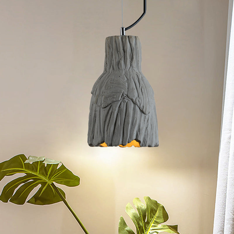 Industrial-Style Hanging Pendant Lamp - Cement Ceiling Light Grey (6/12 Wide) / 6