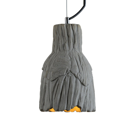 Industrial-Style Barn/Domed Ceiling Pendant Lamp in Grey, 6"/12" Wide - Cement Hanging Light Fixture