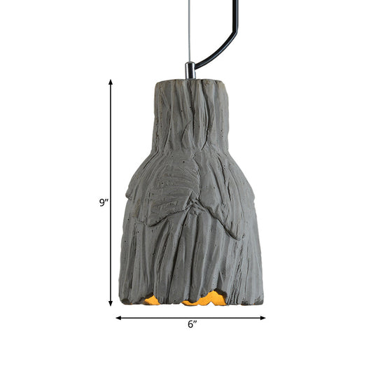 Industrial-Style Barn/Domed Ceiling Pendant Lamp in Grey, 6"/12" Wide - Cement Hanging Light Fixture