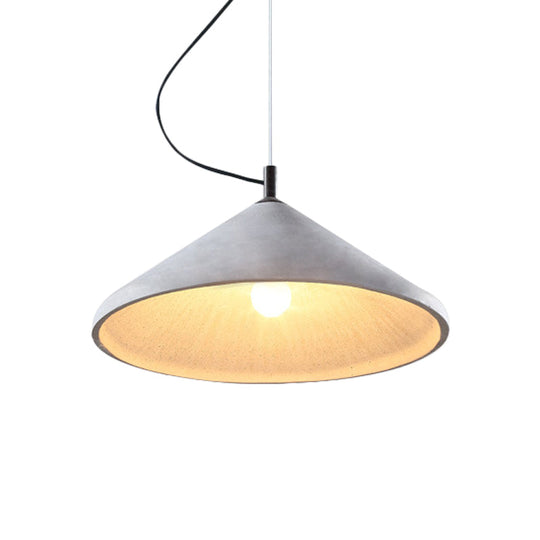 Industrial Cement Cone Dining Ceiling Light - 1-Light Grey Pendant Lamp