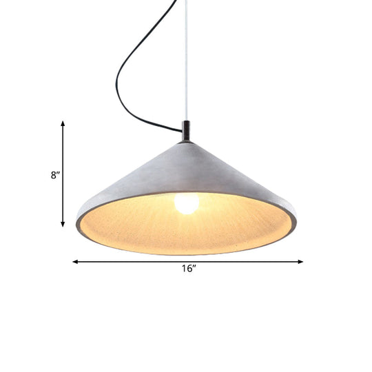 Industrial Cement Cone Dining Ceiling Light - 1-Light Grey Pendant Lamp