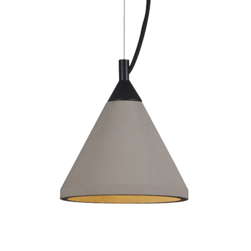 Antiqued Hanging Lamp With Grey Cone Shade For Restaurants - 1 Bulb Ceiling Pendant Light