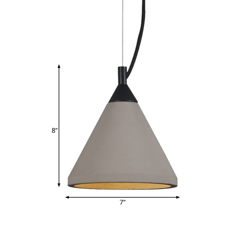 Antiqued Hanging Lamp With Grey Cone Shade For Restaurants - 1 Bulb Ceiling Pendant Light