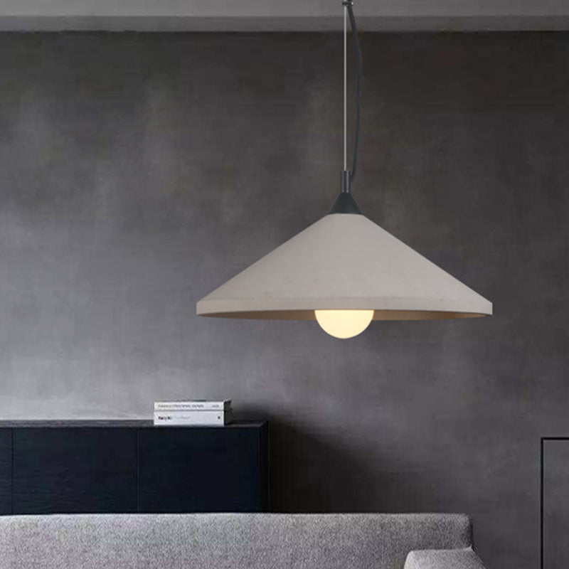 Grey Cement Hanging Ceiling Light - Wide Flare Pendant Lamp With Industrial Style (1 Head)