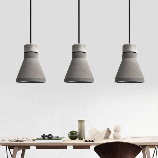 Vintage Cement Flared Pendant Ceiling Light - 1-Head Hanging Lamp Kit in Grey/Grey-Brown