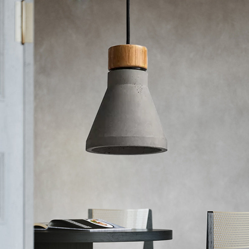 Vintage Cement Flared Pendant Ceiling Light - 1-Head Bedroom Hanging Lamp Kit In Grey/Brown Brown