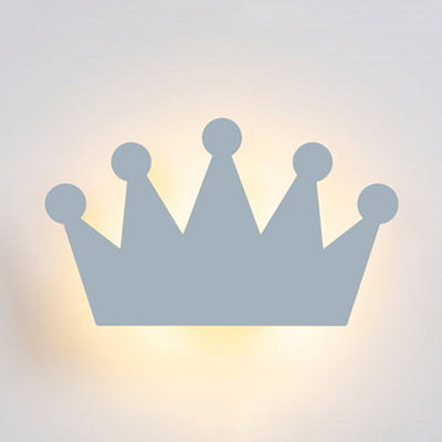 Cartoon Crown Wall Light - Energy-Saving Led For Kids Bedroom Grey