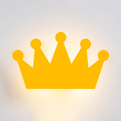 Cartoon Crown Wall Light - Energy-Saving Led For Kids Bedroom Yellow