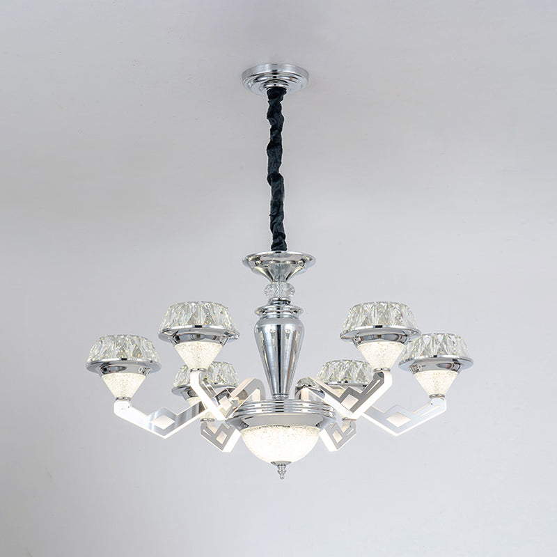 Diamond Ceiling Chandelier - Contemporary Crystal Pendant Light (6/8 Bulbs) In Chrome