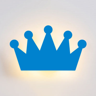 Cartoon Crown Wall Light - Energy-Saving Led For Kids Bedroom Blue