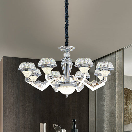 Diamond Ceiling Chandelier - Contemporary Crystal Pendant Light (6/8 Bulbs) In Chrome