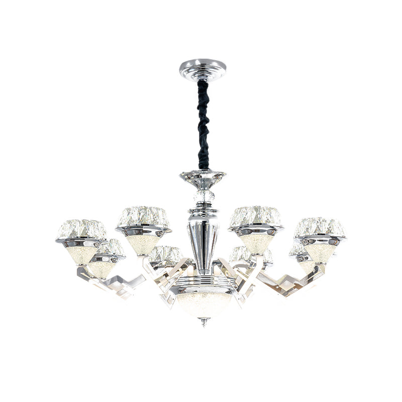 Diamond Ceiling Chandelier - Contemporary Crystal Pendant Light (6/8 Bulbs) In Chrome