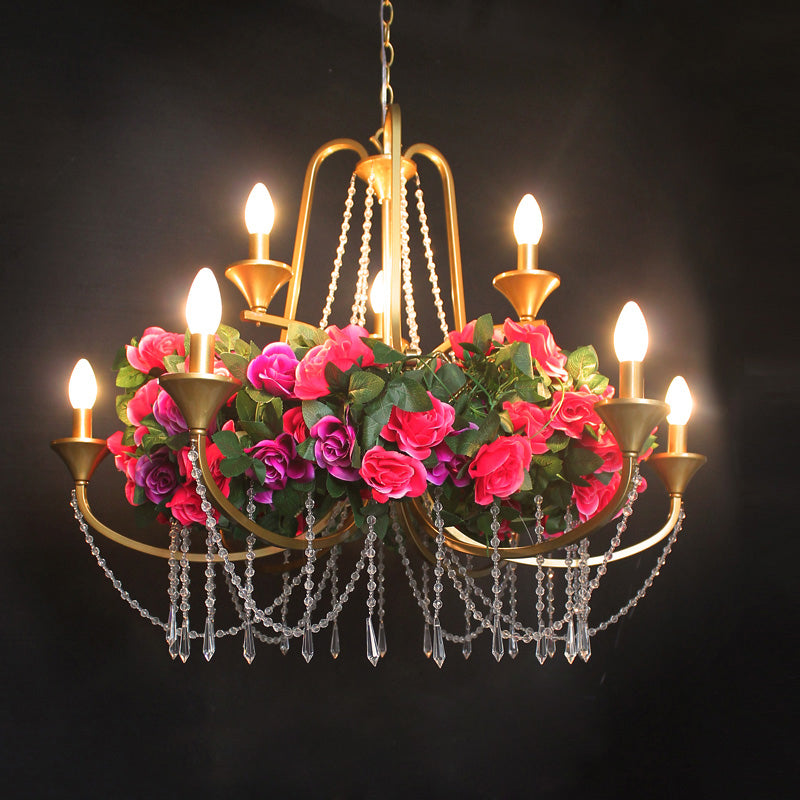 Katherine - Antique 9 Lights Pendant Chandelier Candelabra Iron Flower Ceiling Hang Fixture With