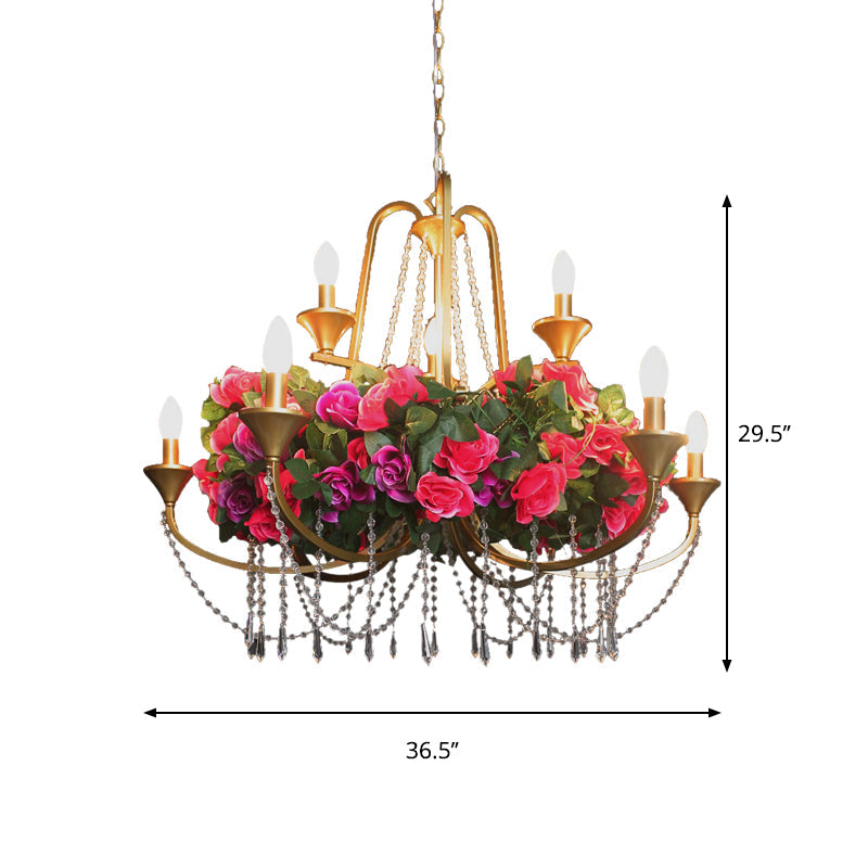 Katherine - Antique 9 Lights Pendant Chandelier Candelabra Iron Flower Ceiling Hang Fixture With