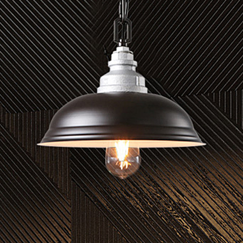 Industrial Bowl Shade Metal Suspension Lamp in Stylish Black - Perfect for Restaurants