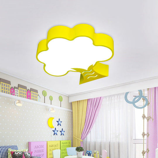 Kids' Acrylic LED Flush Light for Nursery - Tree Flushmount Ceiling Fixture in Yellow/Red/Blue