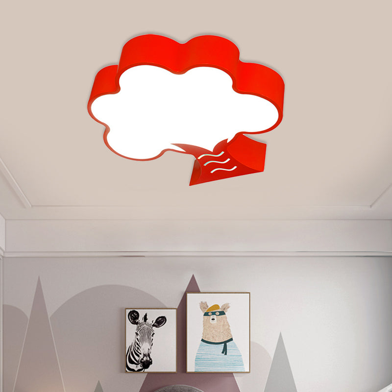 Kids' Acrylic LED Flush Light for Nursery - Tree Flushmount Ceiling Fixture in Yellow/Red/Blue